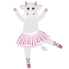 Cute cow ballerina pattern. Vector illustration