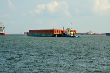 Naval traffic in the strait of Singapore