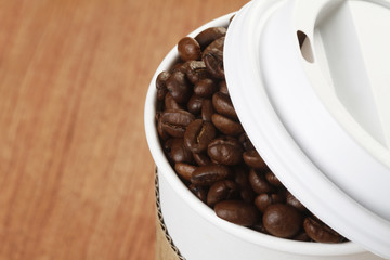 Coffee Beans in Disposable Cup