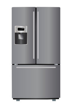 Domestic metallic refrigerator with bottom freezer