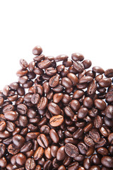 Heap of coffee beans. Isolated on white background