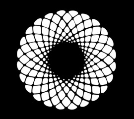 Image of hand drawing and digital circle on black