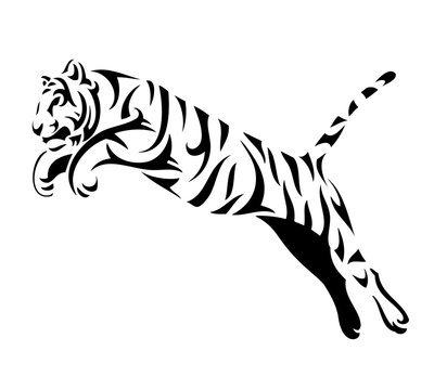 Tribal tiger jump - vector tattoo