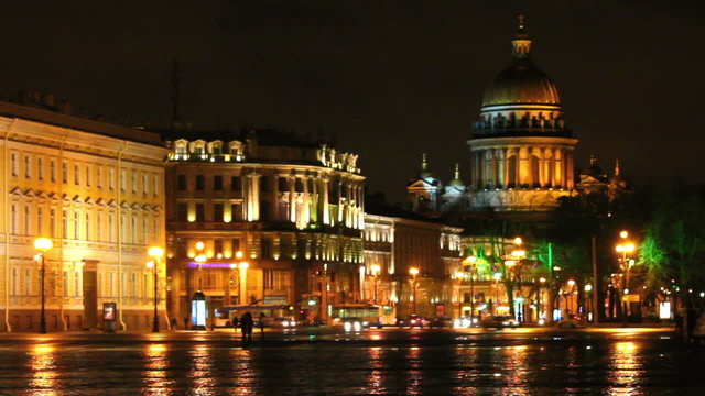 isaakiy cathedral dome at night, Saint-petersburg, Russia