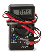 multimeter with electrical outlet on a white background