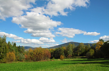 an autumn landscape in Polish mountains