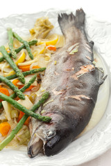 Fish, with young vegetables