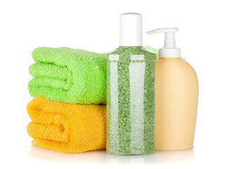 Cosmetic bottles with towels