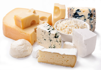 Various types of cheeses.