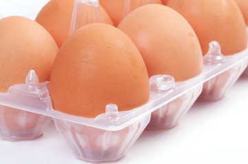 Eggs in plastic box
