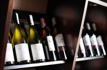 Wine bottles.