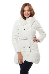 Girl in a white downy coat