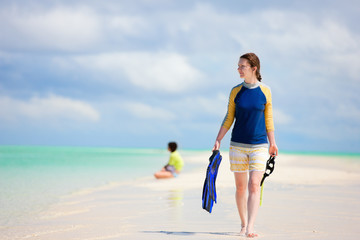 Woman with snorkeling equipment