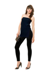 Nice young woman in black leggings