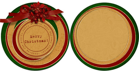 Vintage Christmas card.circle template