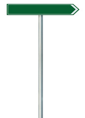 Right road route direction pointer this way sign, green isolated