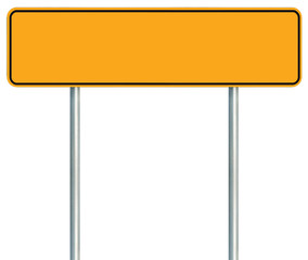 Blank Yellow Road Sign, Isolated Large Warning Copy Space