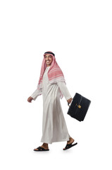Naklejka premium Diversity concept with arab on white