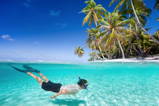 Man swimming underwater