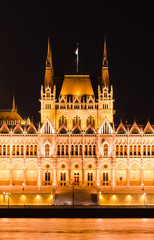 Fototapeta na wymiar Hungarian Parliament, night view, Budapest.