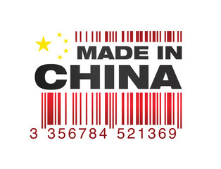 étiquette - code-barre "made in china - fabriqué en Chine"