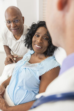 Senior African American Woman Patient in Hospital Bed