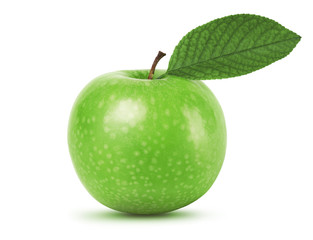 green apple with leaf