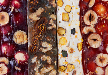 Sweet turkish delights with nuts