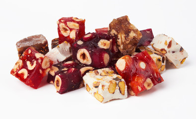 Sweet turkish delights with nuts