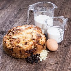 Fresh baked Apple Pie with ingredients