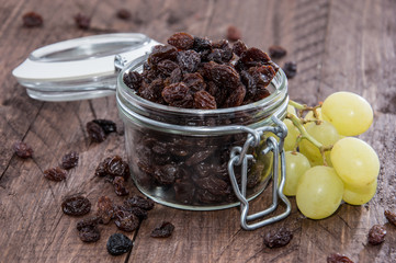 Raisins in a glass
