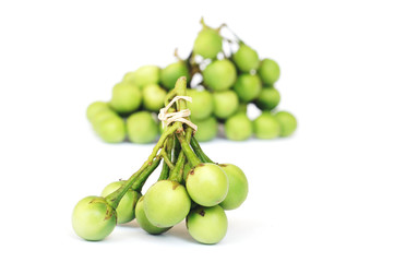 Pea Eggplants on white background