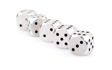 metal dice isolated on white