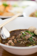 noodle with pork ball and liver