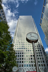 Canary Wharf financial district buildings in London.