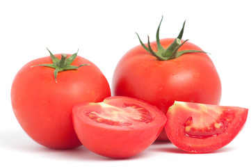 Two tomato vegetables, half and quarter