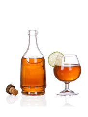 Cognac bottle isolated on white