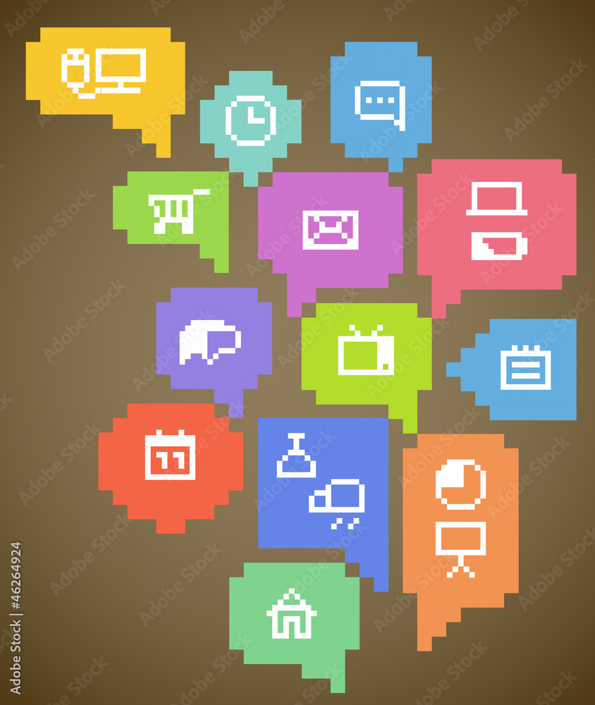 Poster abstract speech clouds and media icons