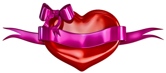 3D heart with bow and lillac ribbon