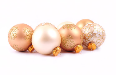 Glitter Christmas balls isolated on white background