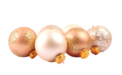 Glitter Christmas balls isolated on white background
