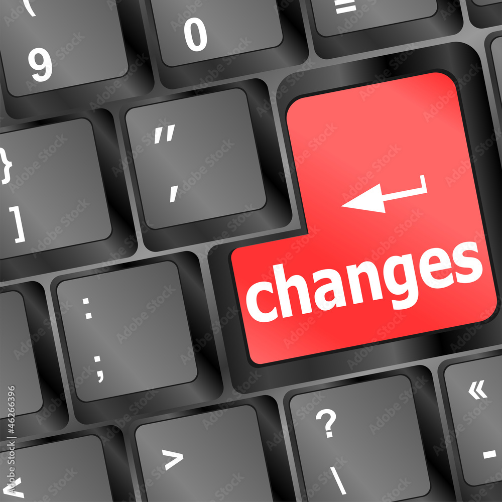 Poster changes ahead concept with key on keyboard