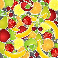 Set of fruits. Vector illustration.