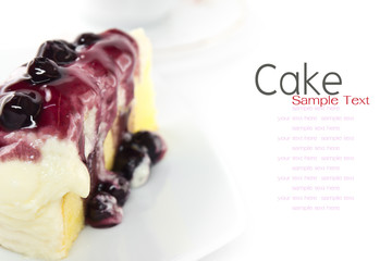Slice of delicious blueberries  cheese cake