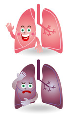 肺のキャラクターイラスト