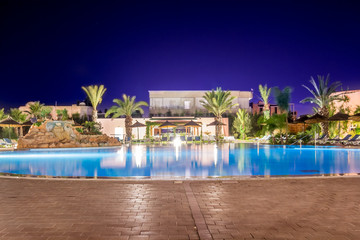 swimming pool at night