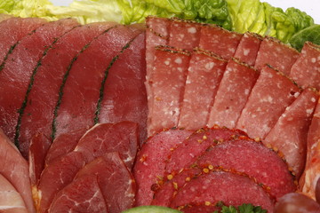 Partyplatte mit Schinken und Salami