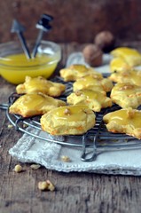 Pumpkin cookies with a piece of taffy