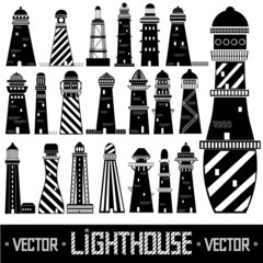 lighthouse set silhouette