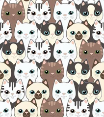 Poster Grappige cartoon katten. Naadloos patroon © tets
